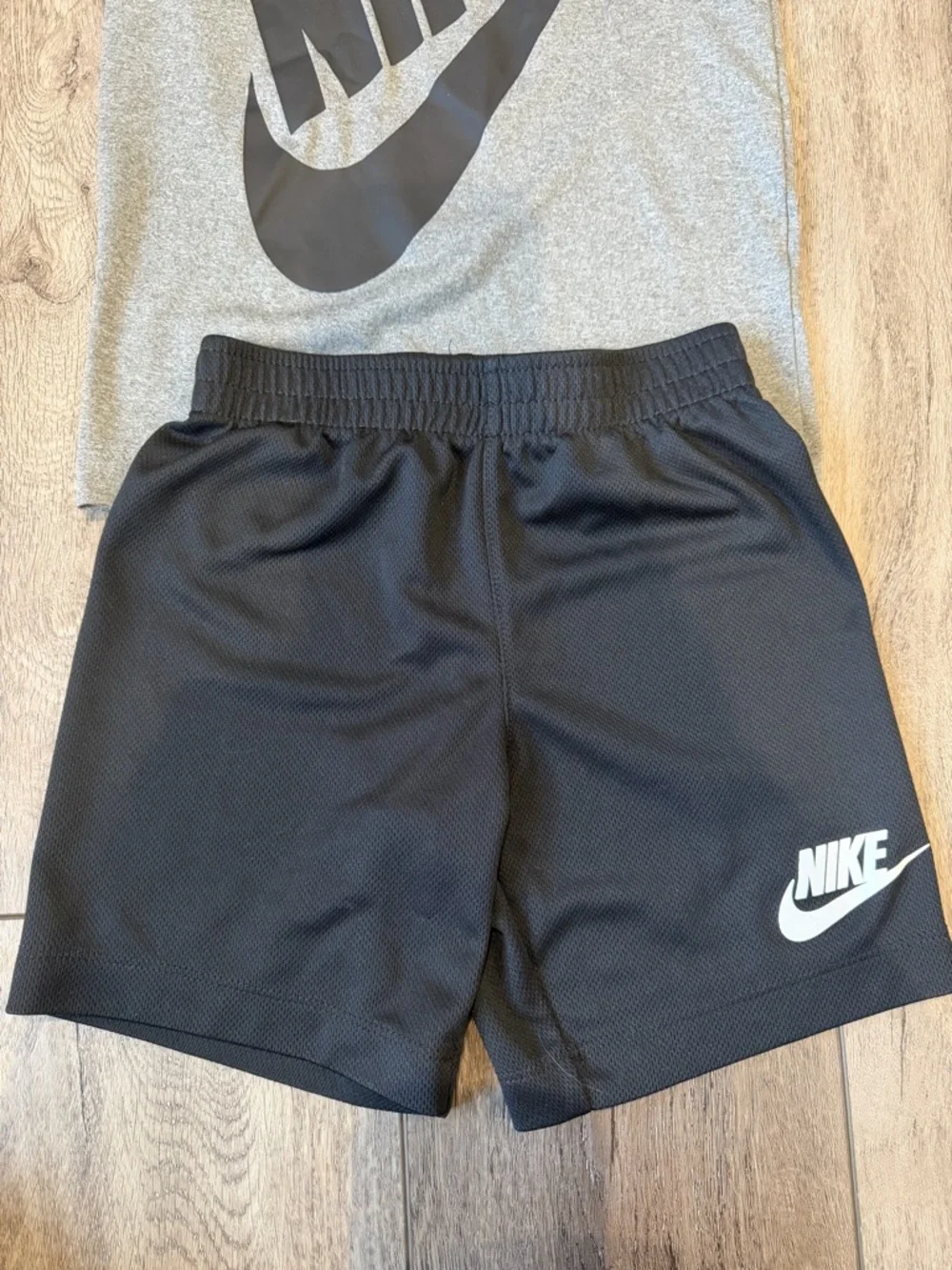 Nike Grey Tee with Black Logo and Black Shorts (5) - Picture 3 of 8